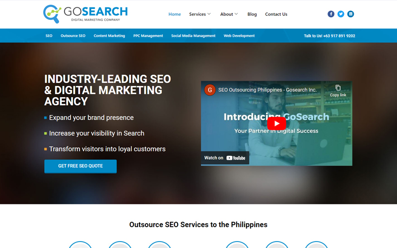 GoSearch Philippines website shown on desktop, tablet, and mobile screens