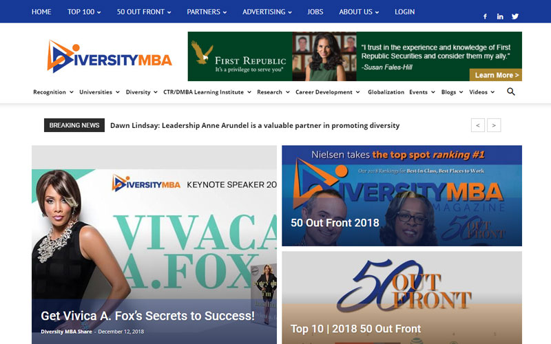 Diversity MBA Magazine website preview