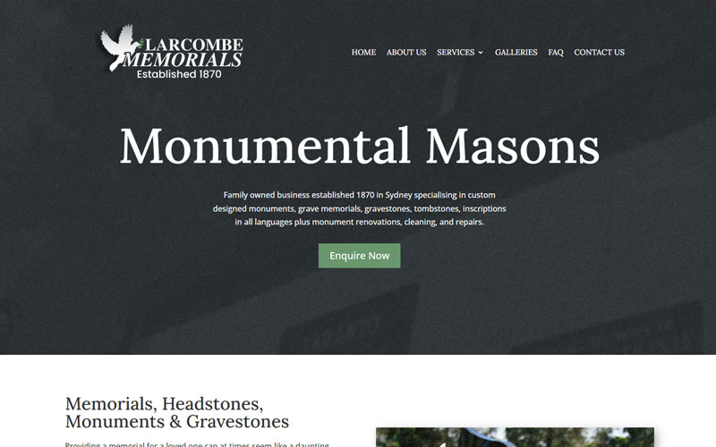 Larcombe Memorials website preview