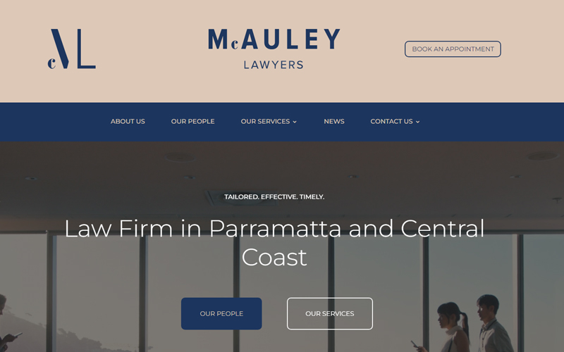 McAuley Lawyers website preview