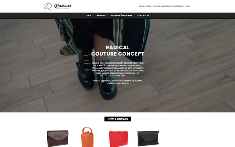 Radical Couture Concepts website preview