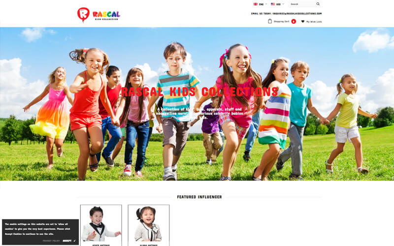 Rascal Kids Collections website preview