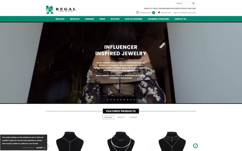 Regal Jewelry Collection website preview
